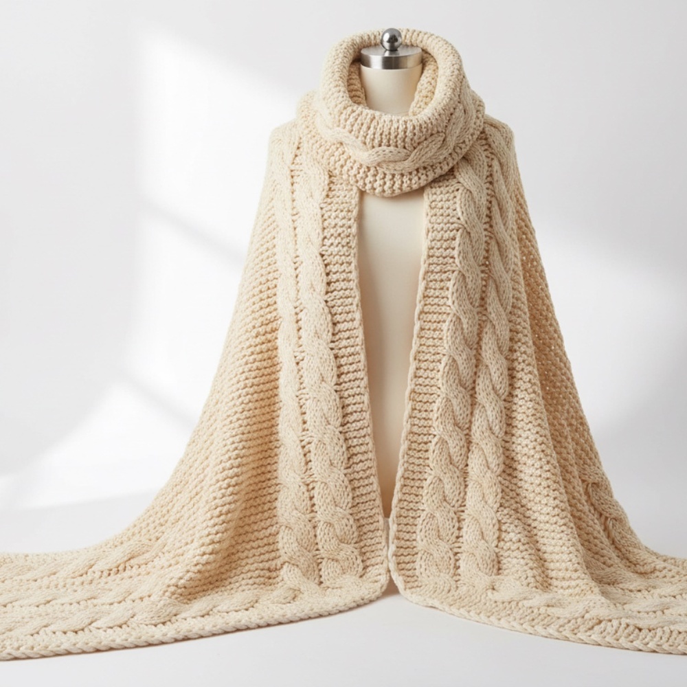 Unisex Chunky Knit Blanket Scarf Oversized Winter Wrap